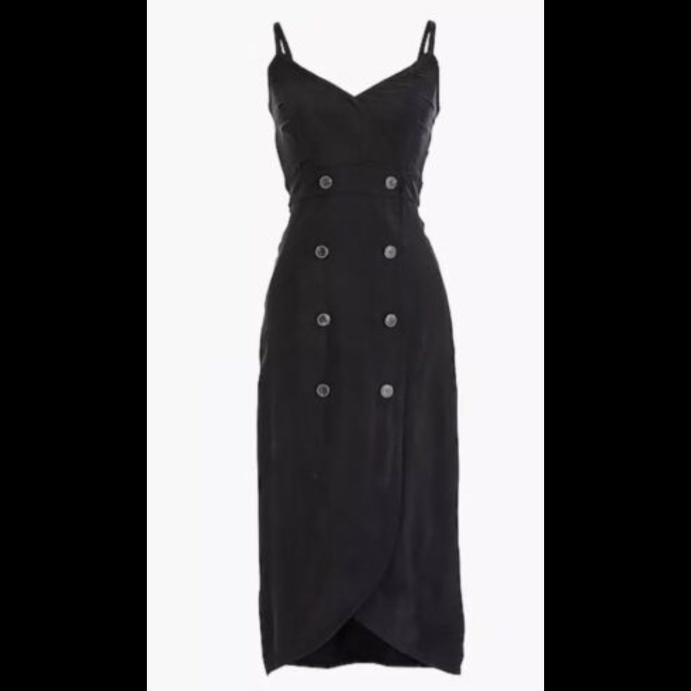 J Crew Double Breasted Black Cupro Dress XS